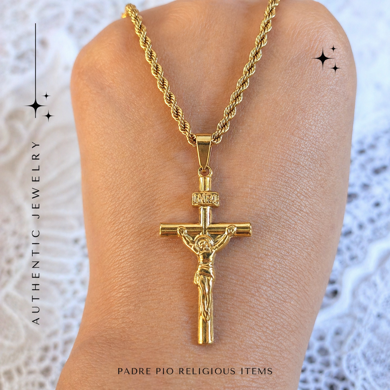 Padre Pio Holy Cross Necklace