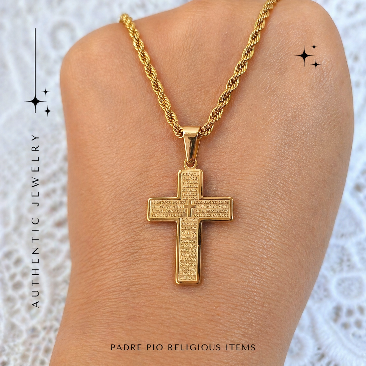 Padre Pio Cross Necklace