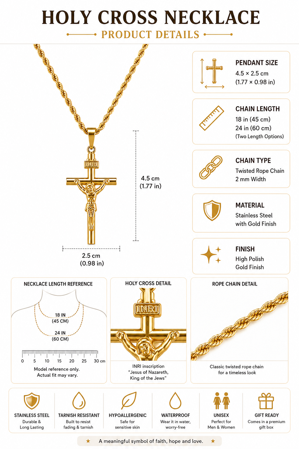 Padre Pio Holy Cross Necklace
