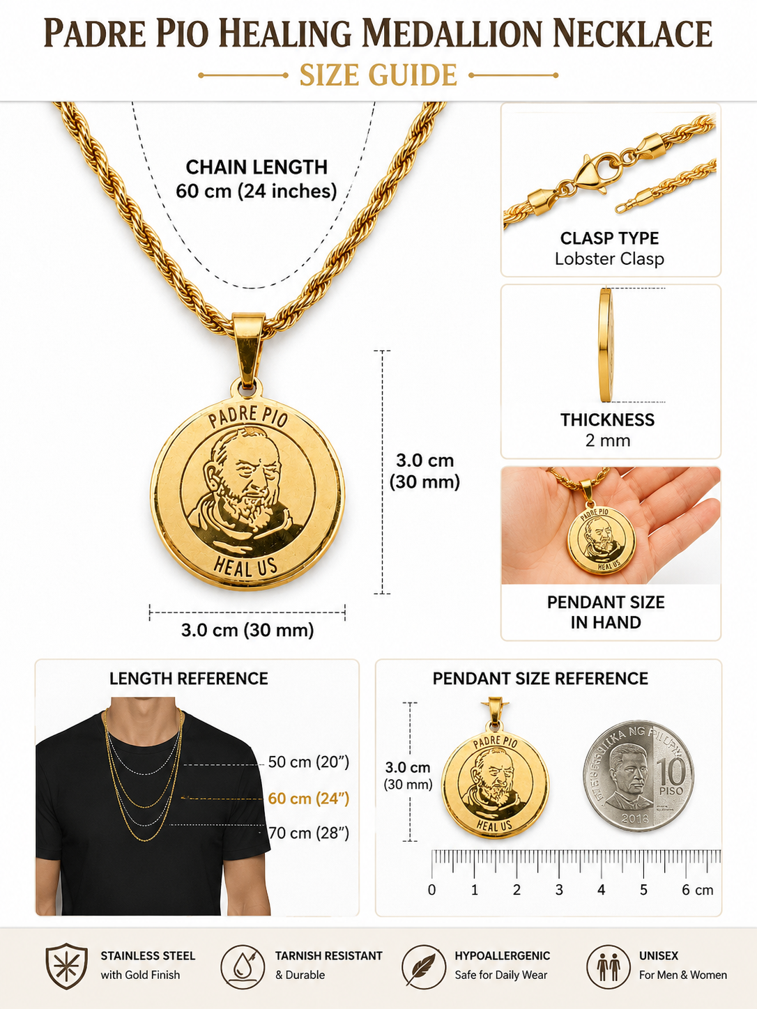Padre Pio Healing Medallion Necklace