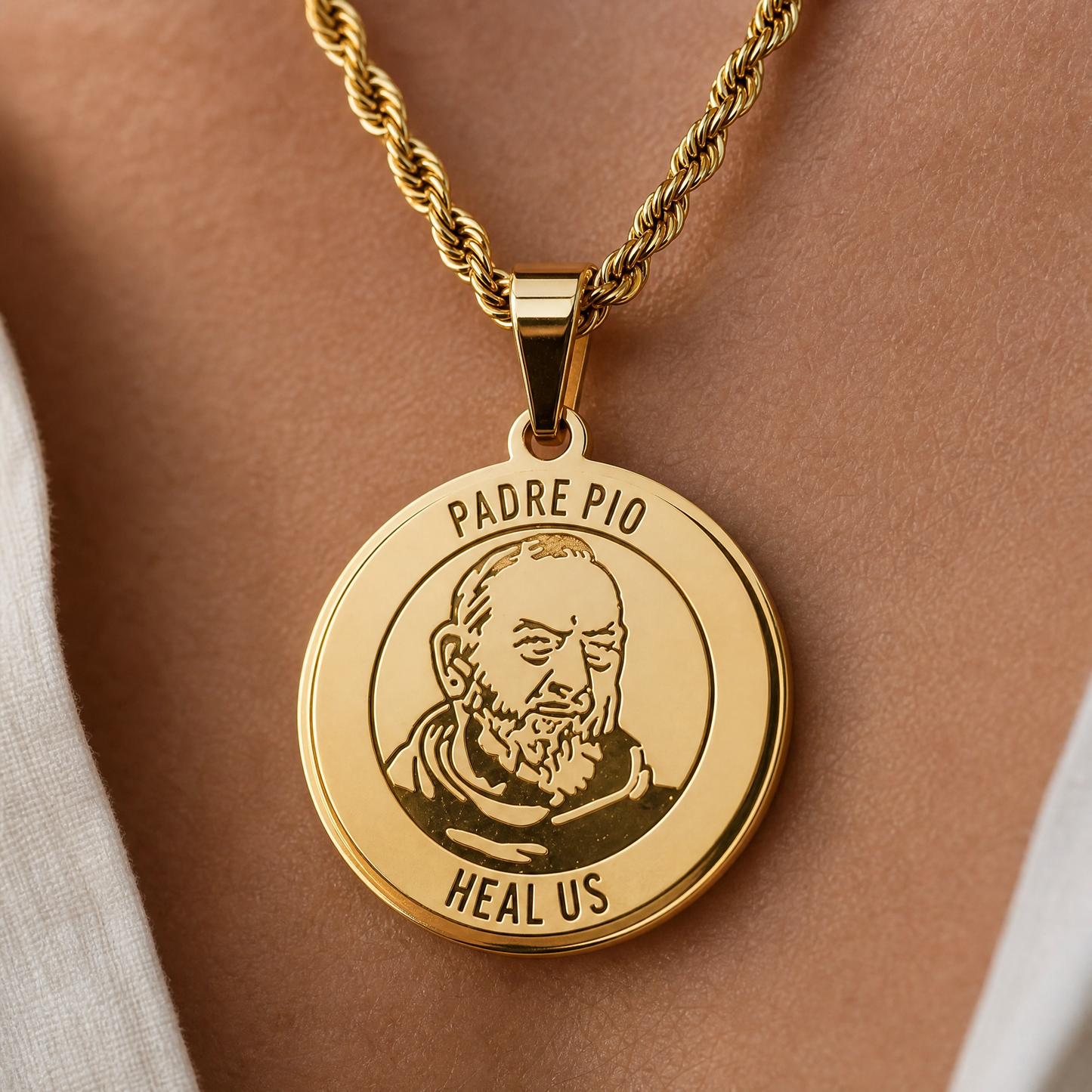 Padre Pio Healing Medallion Necklace